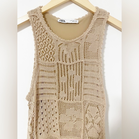 Zara OPENWORK KNIT DRESS - taupe brown - Picture 4 of 5
